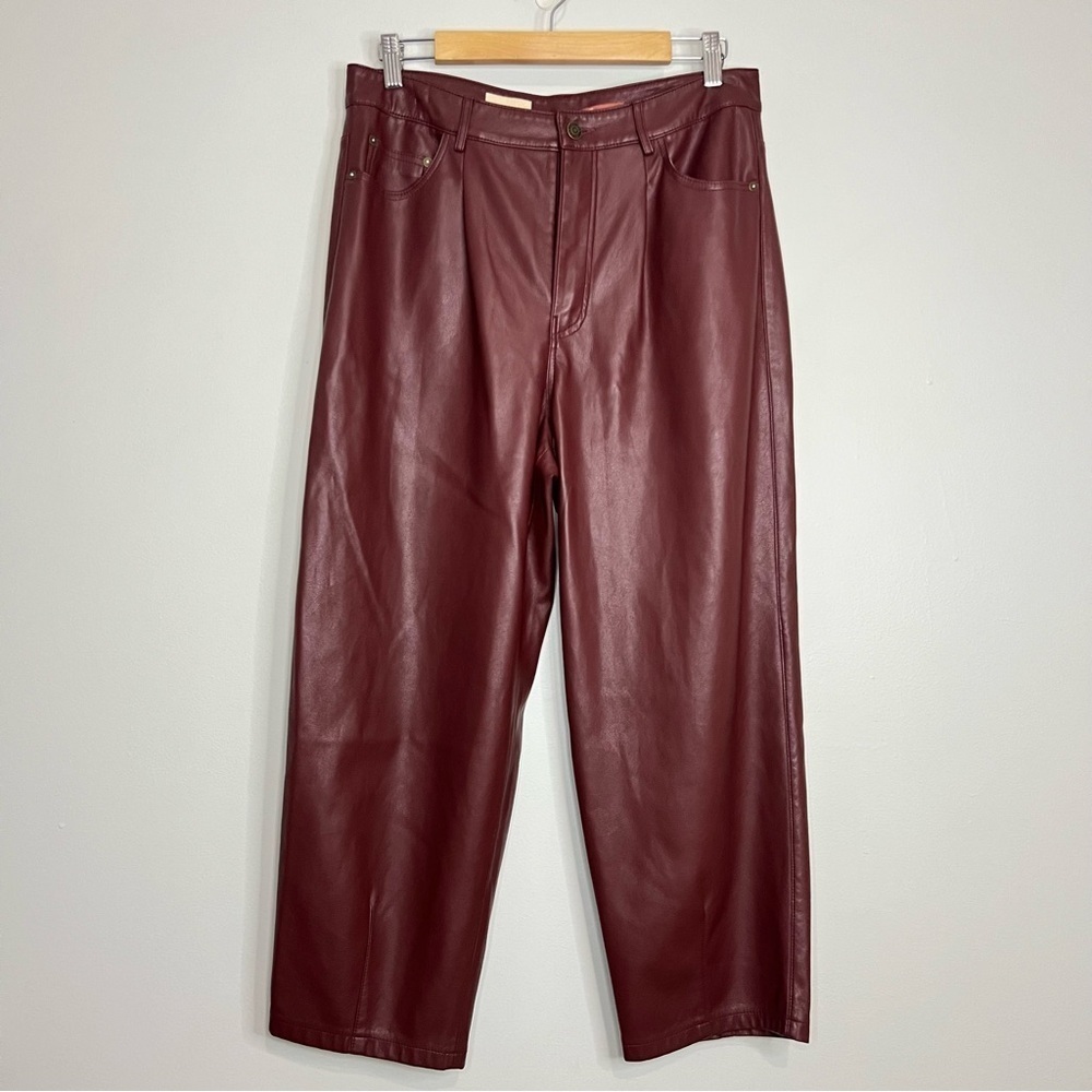 Anthropologie pilcro Burgundy Cropped Pants leather size 30 - Picture 6 of 10